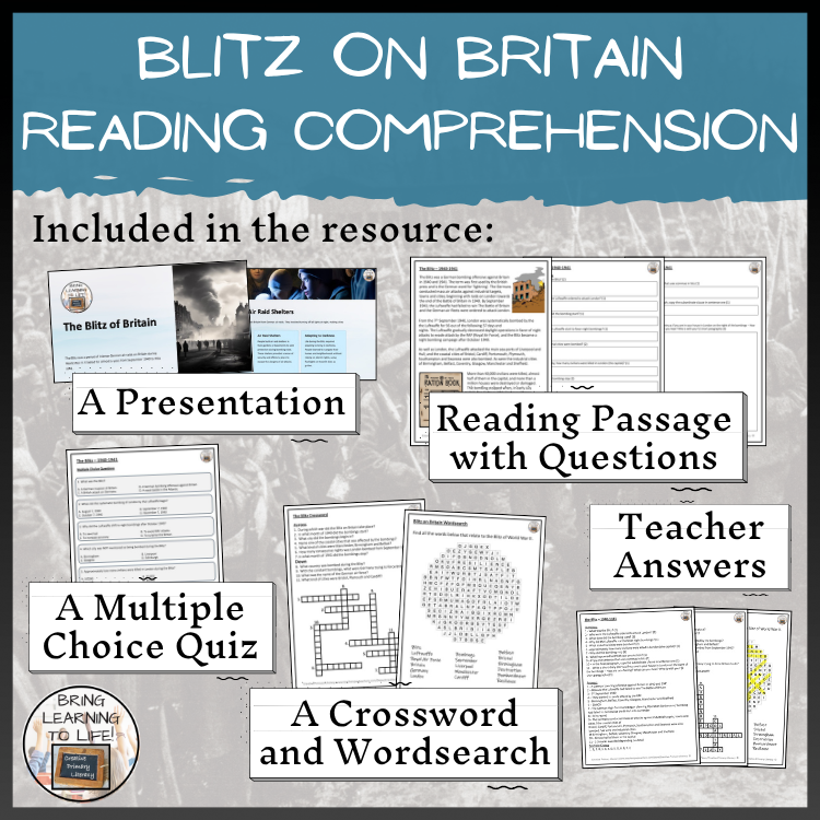 Blitz on Britain World War II Close Reading Comprehension | 5th & 6th Grade