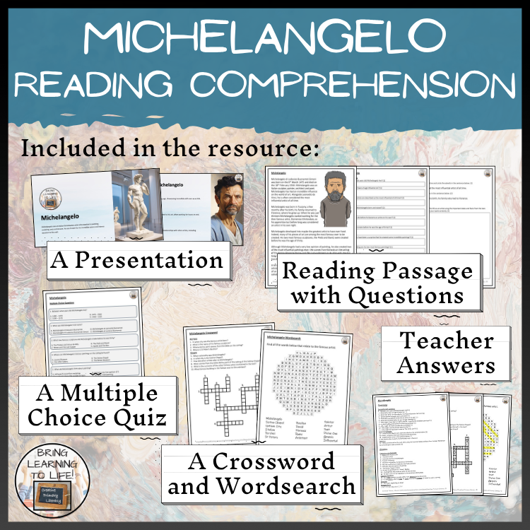 Michelangelo Close Reading Comprehension Activities | 5th Grade & 6th Grade