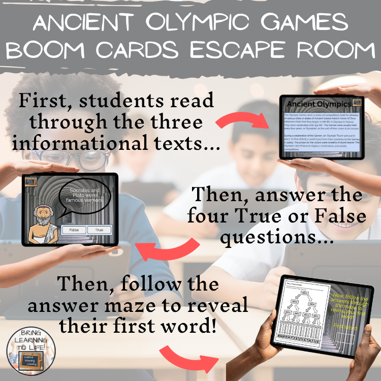 Ancient Olympics BOOM Cards Escape Room | Digital ELA Reading Activity
