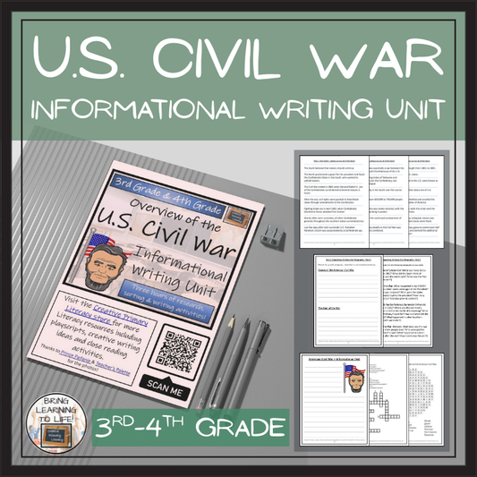American Civil War Informational Writing Unit | 3rd Grade & 4th Grade