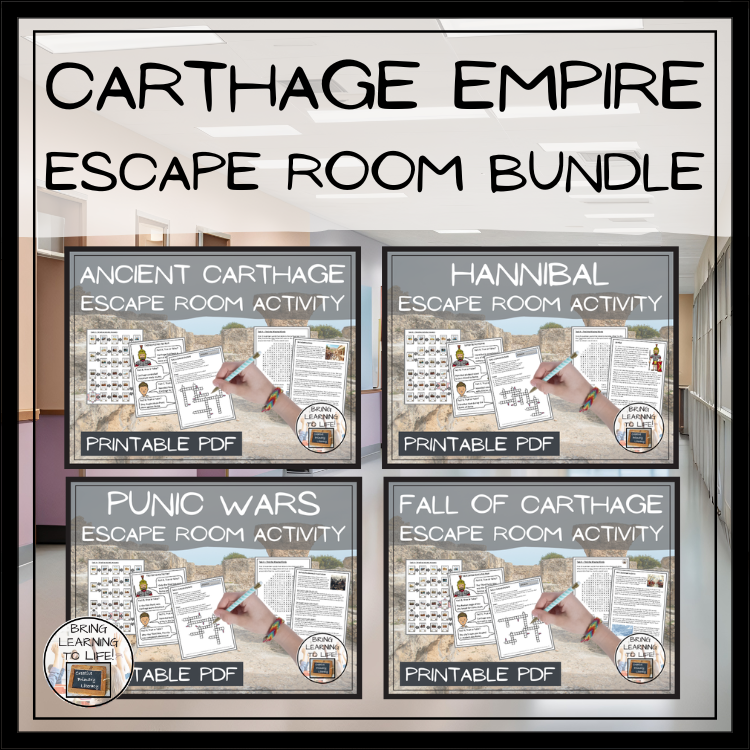 Ancient Carthage Escape Room Activity Bundle | 5th & 6th Grade