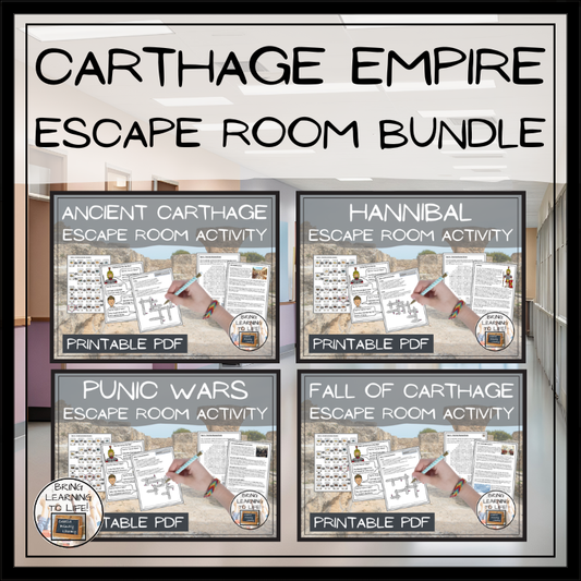 Ancient Carthage Escape Room Activity Bundle | 5th & 6th Grade