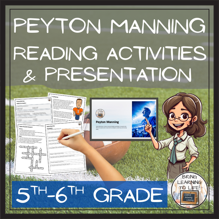 Peyton Manning Close Reading Comprehension Activities | 5th Grade & 6th Grade