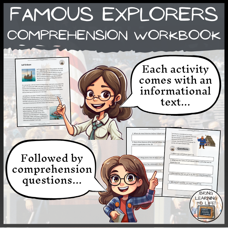 Famous Explorers Reading Comprehension Workbook | 5th-6th Grade