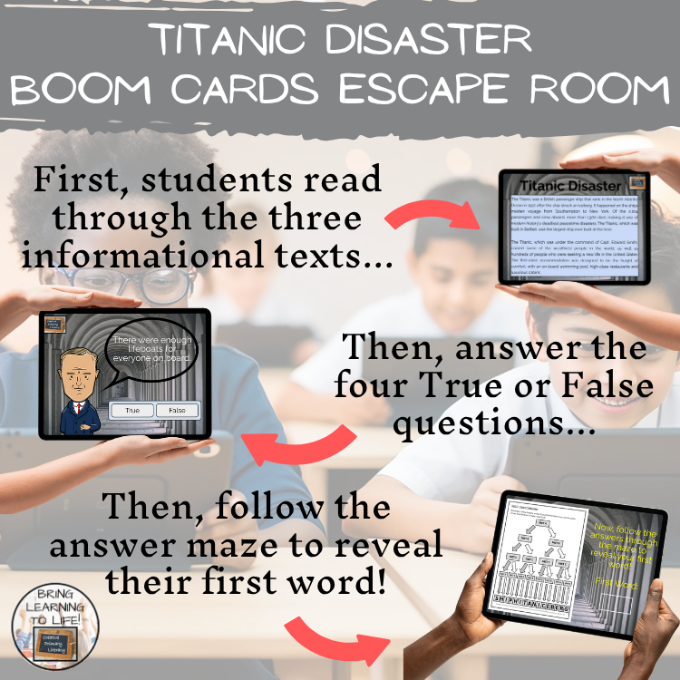 Titanic Disaster BOOM Cards Escape Room | Digital ELA Reading Activity