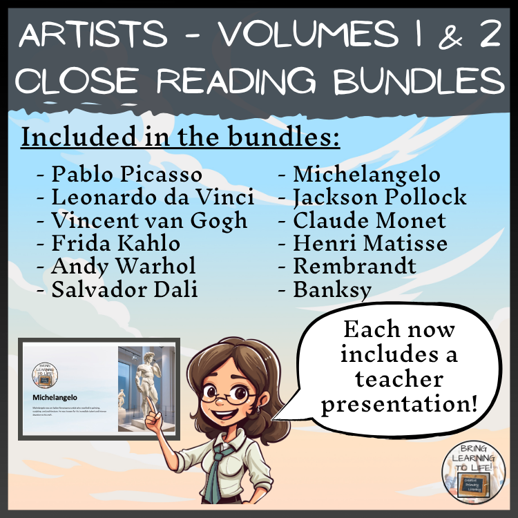 Famous Artists Close Reading Comprehension Mega Bundle | 5th & 6th Grade