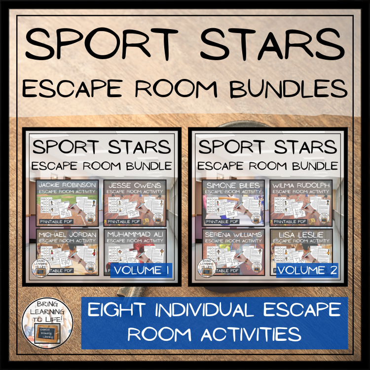 Sport Stars Escape Room Activity Mega Bundle | 5th & 6th Grade