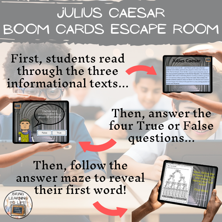 Julius Caesar BOOM Cards Escape Room | Digital ELA Reading Activity
