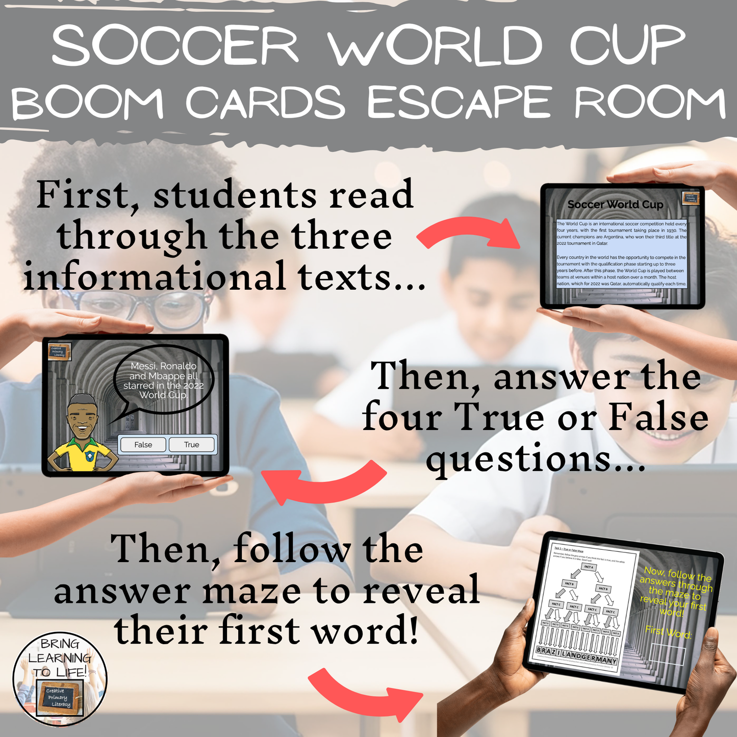 Soccer World Cup BOOM Cards Escape Room | Digital Reading Activity