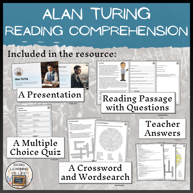 Alan Turing Close Reading Comprehension Activities | 5th Grade & 6th Grade