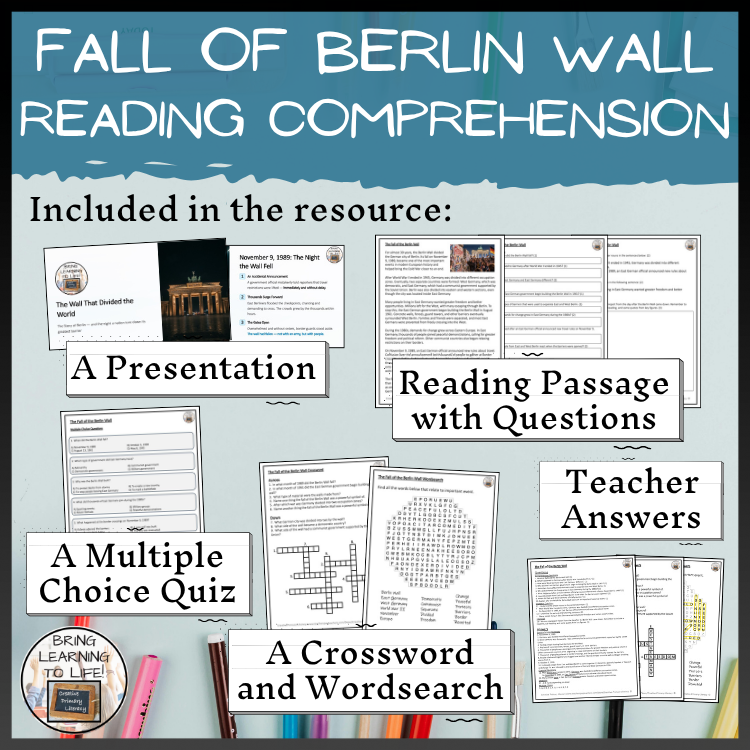 Fall of the Berlin Wall Reading Comprehension Activities | 5th Grade & 6th Grade