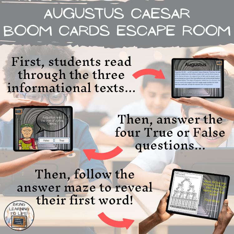 Augustus Caesar BOOM Cards Escape Room | Digital ELA Reading Activity