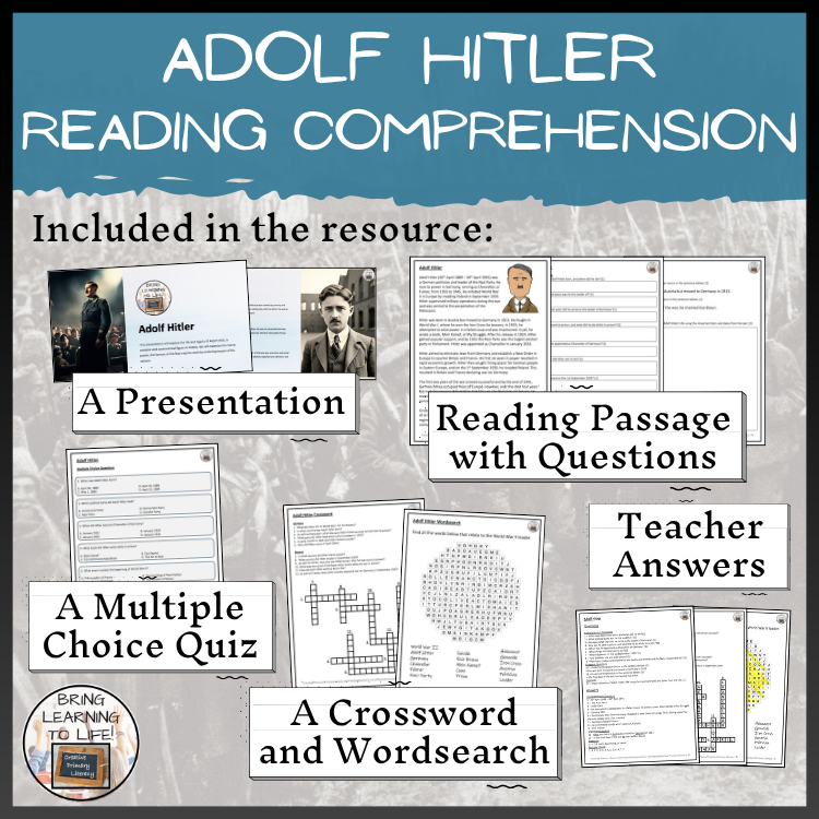 Adolf Hitler Close Reading Comprehension Activities | 5th Grade & 6th Grade