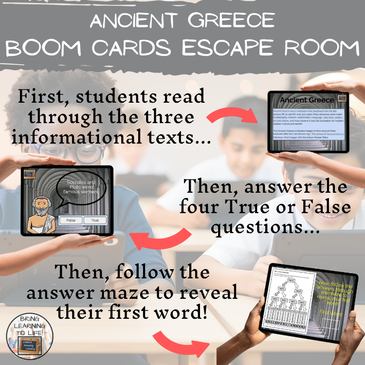 Ancient Greece BOOM Cards Escape Room | Digital ELA Reading Activity