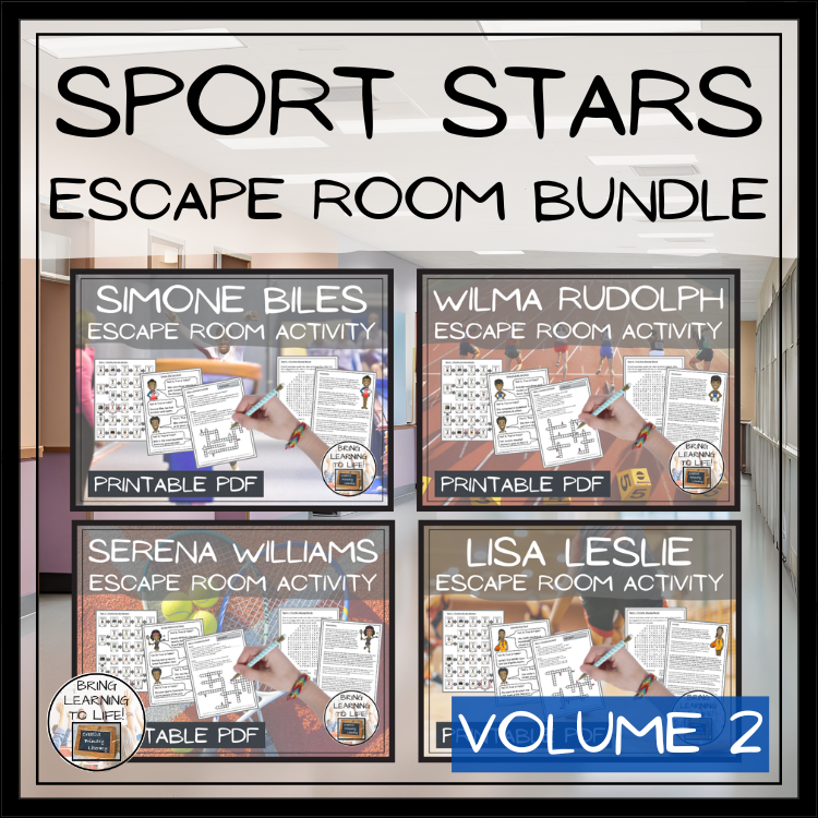 Sport Stars Volume 2 Escape Room Activity Bundle | 5th & 6th Grade