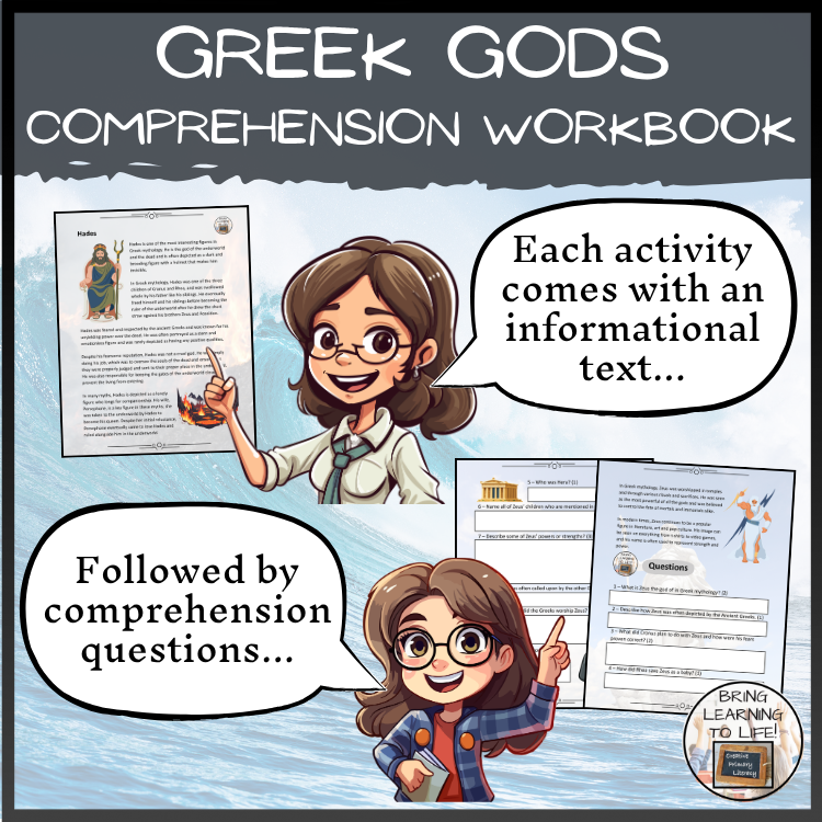 Greek Gods Reading Comprehension Workbook | 5th-6th Grade