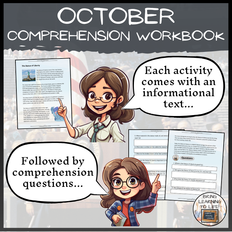 October in History Reading Comprehension Workbook | 5th-6th Grade