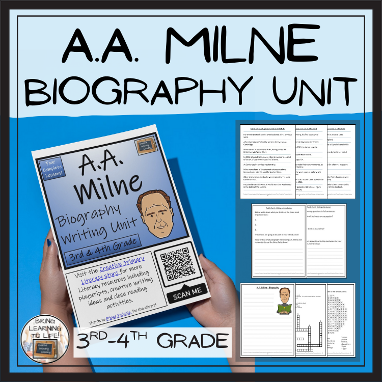 A.A. Milne Biography Project & Writing Unit | 3rd Grade & 4th Grade