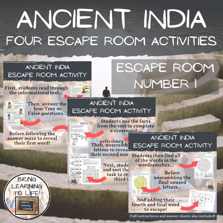 Ancient India Escape Room Activity Bundle | 5th & 6th Grade
