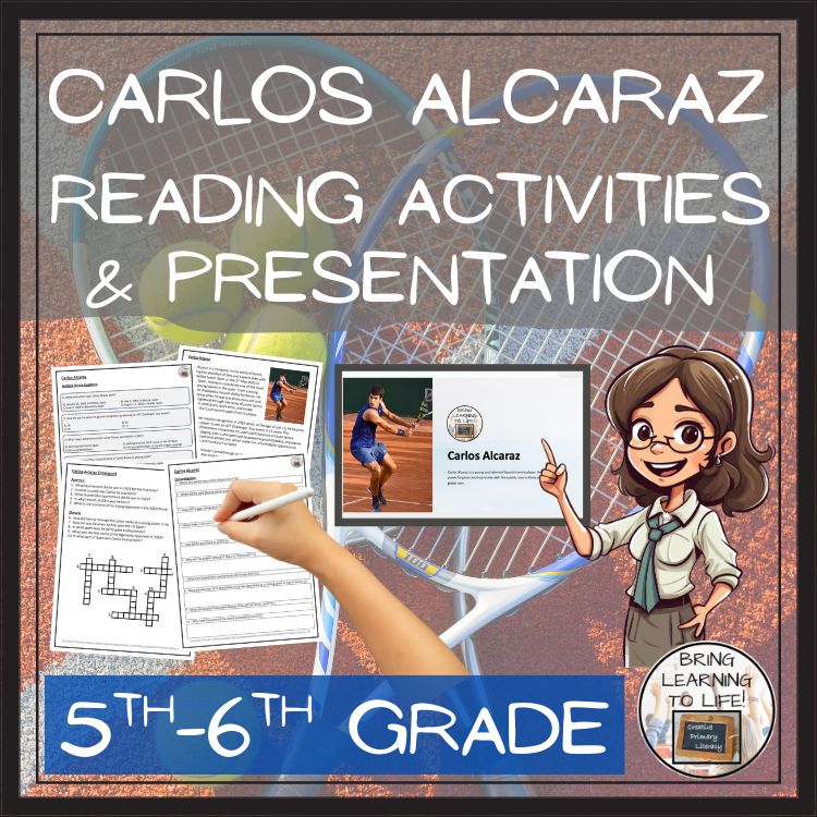 Carlos Alcaraz Close Reading Comprehension Activity | 5th Grade & 6th Grade