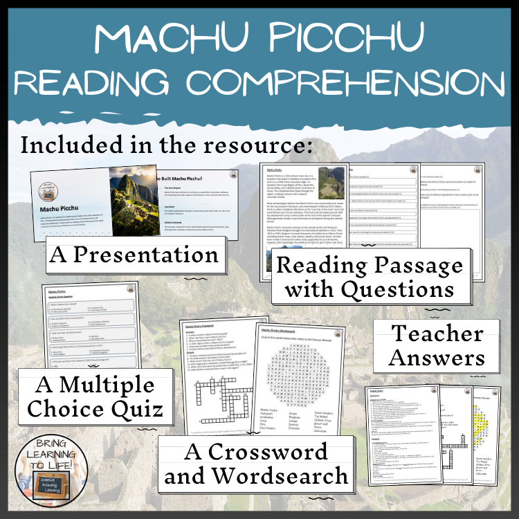 Machu Picchu Close Reading Comprehension Activities | 5th Grade & 6th Grade