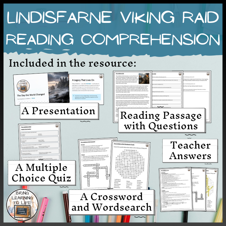 Lindisfarne Viking Raid Close Reading Comprehension Activities | 5th-6th Grade