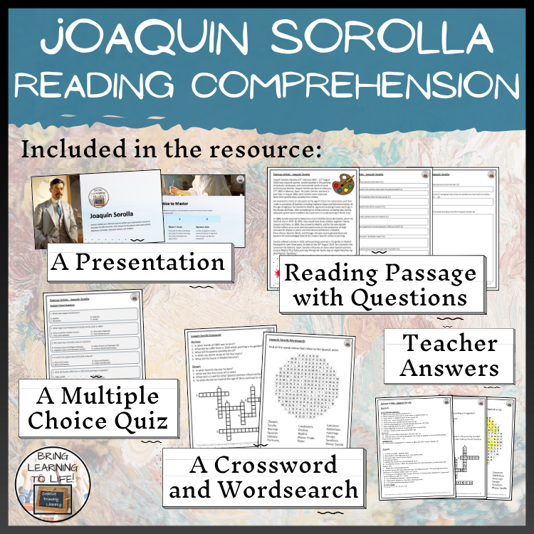 Joaquín Sorolla Close Reading Comprehension Activities | 5th Grade & 6th Grade