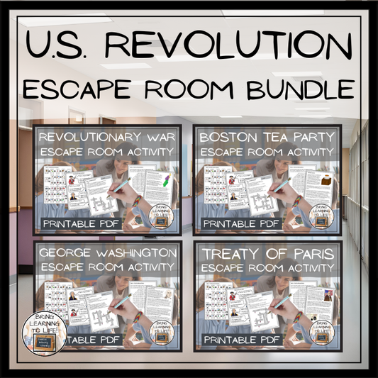 American Revolutionary War Escape Room Activity Bundle | 5th & 6th Grade