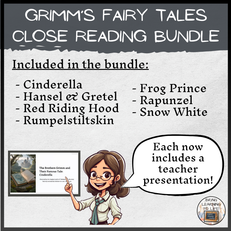 Grimm's Fairy Tales Reading Comprehension Bundle | 5th & 6th Grade