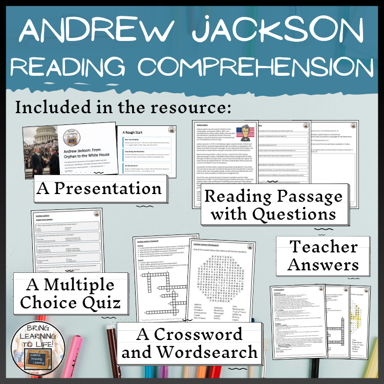 Andrew Jackson Close Reading Comprehension Activities | 5th Grade & 6th Grade
