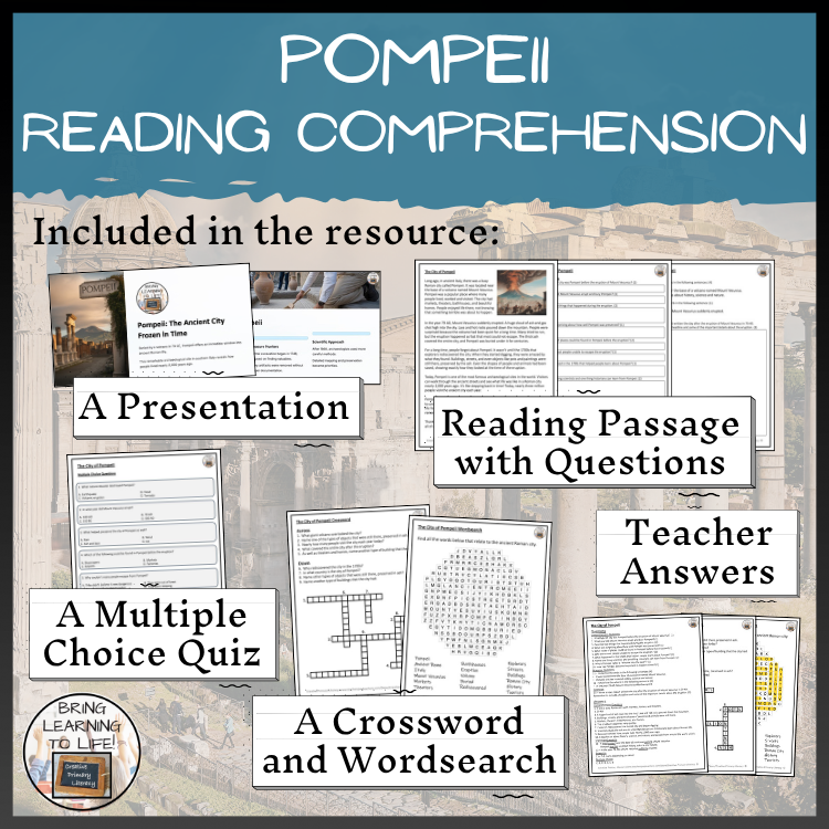Pompeii Close Reading Comprehension Activities | 5th Grade & 6th Grade