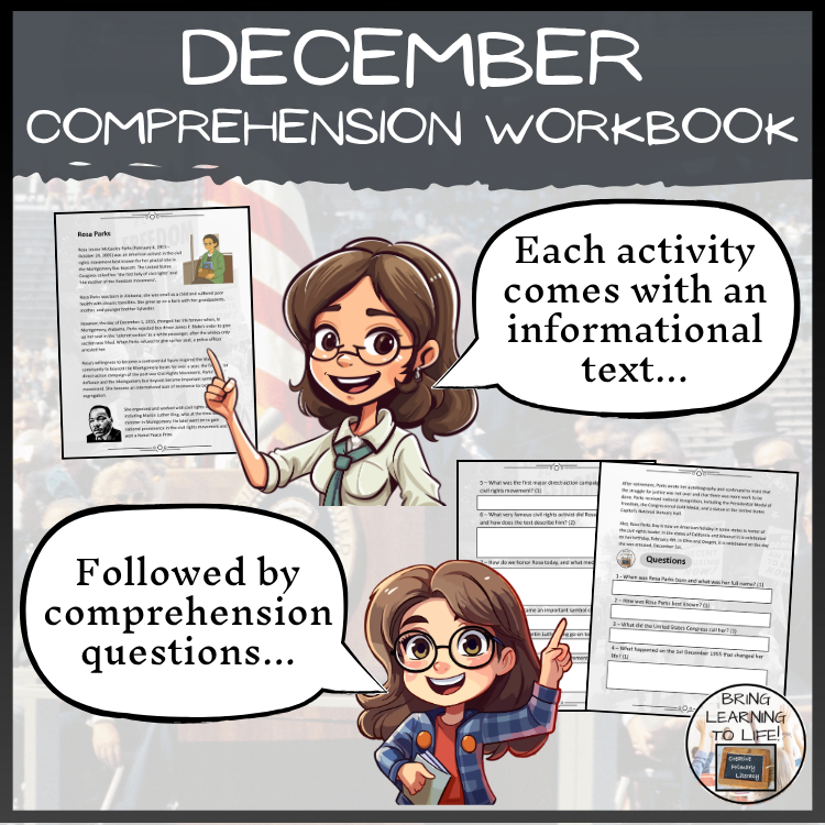 December in History Reading Comprehension Workbook | 5th-6th Grade