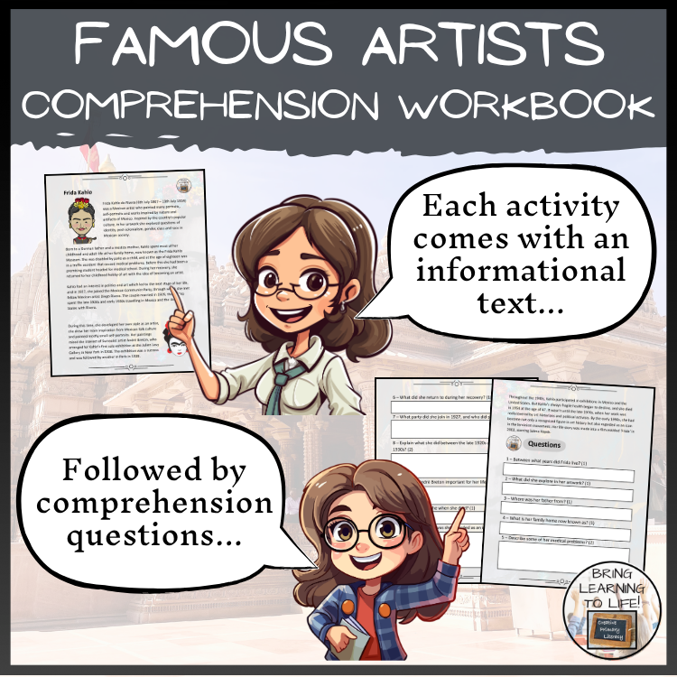 Famous Artists from History Reading Comprehension Workbook | 5th-6th Grade