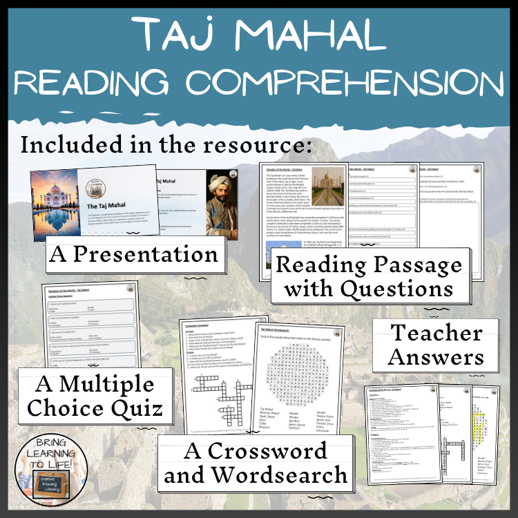 Taj Mahal Close Reading Comprehension Activities | 5th Grade & 6th Grade