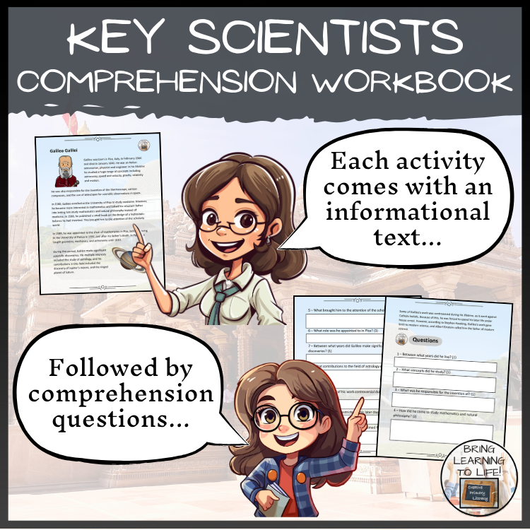 Influential Scientists Reading Comprehension Workbook | 5th-6th Grade