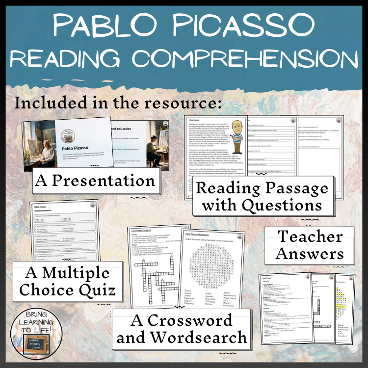 Pablo Picasso Close Reading Comprehension Activities | 5th Grade & 6th Grade