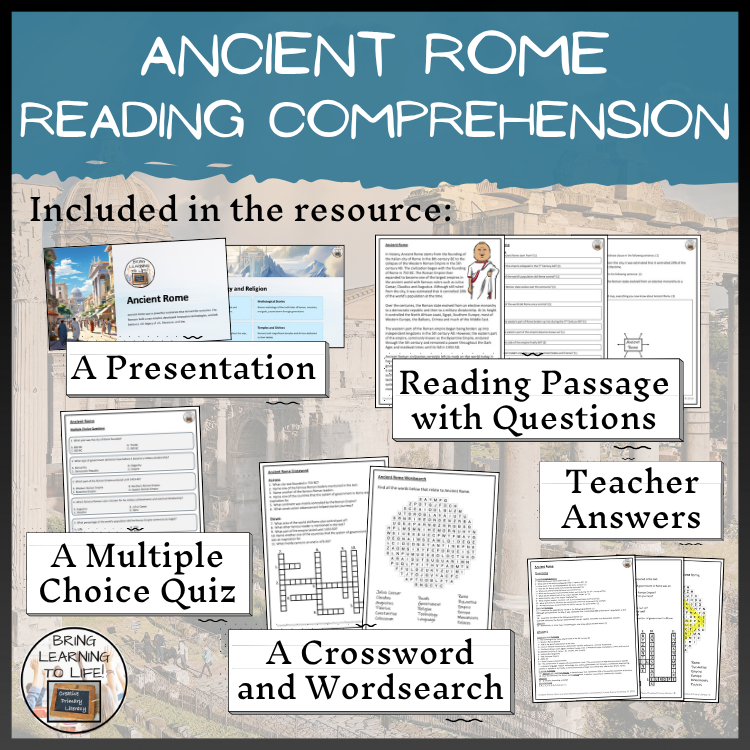 Ancient Rome Close Reading Comprehension Activities | 5th Grade & 6th Grade