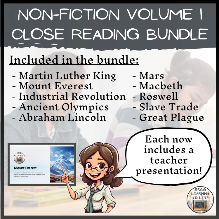 Non-Fiction Close Reading Comprehension Bundle | 5th & 6th Grade