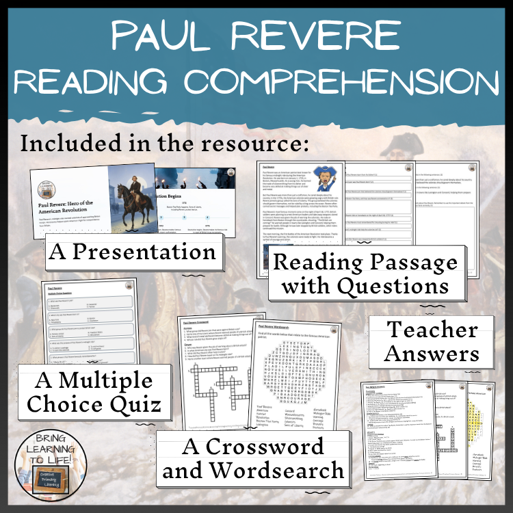 Paul Revere Close Reading Comprehension Activities | 5th Grade & 6th Grade