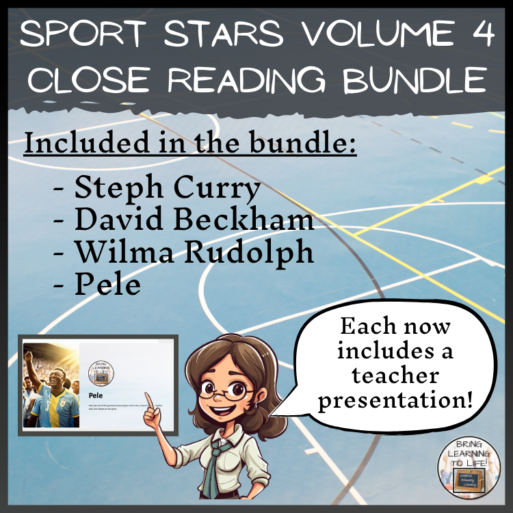 Sport Stars Volume 4 Close Reading Comprehension Bundle | 5th Grade & 6th Grade
