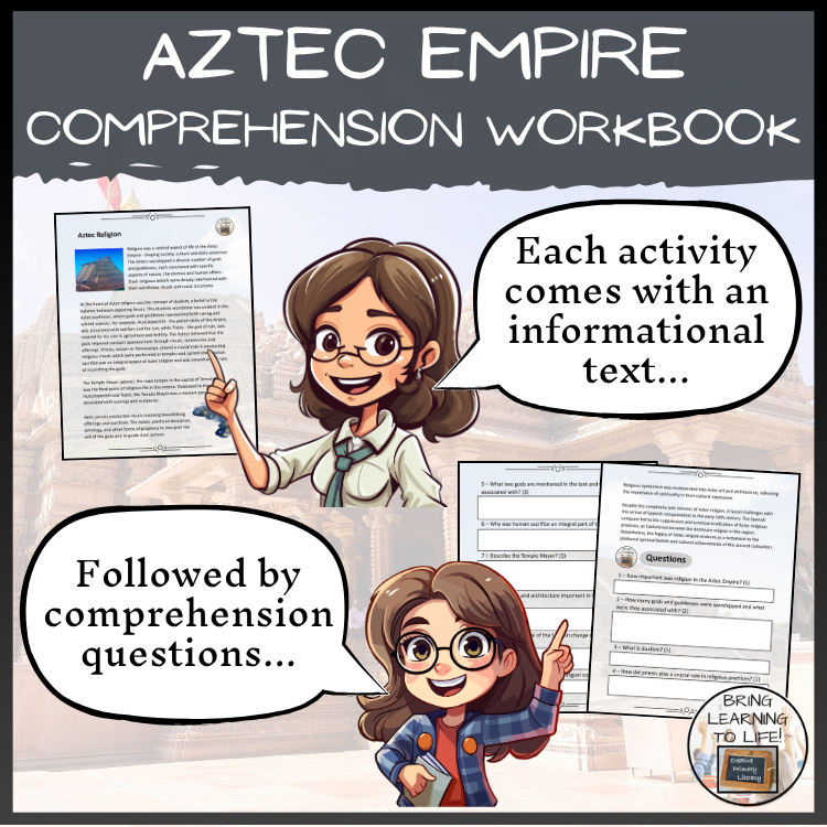 Aztec Empire Reading Comprehension Workbook | 5th-6th Grade