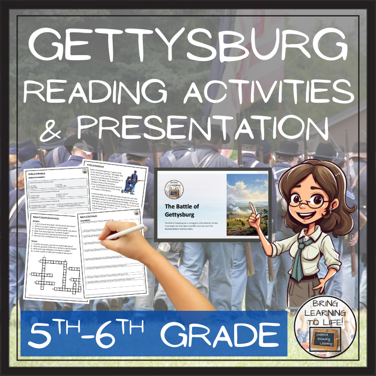 Battle of Gettysburg Close Reading Comprehension Activities | 5th & 6th Grade