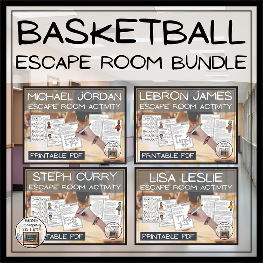 Basketball Stars Escape Room Activity Bundle | 5th & 6th Grade
