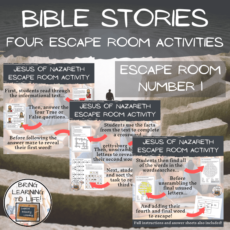 Bible Stories Escape Room Activity Bundle | 5th Grade & 6th Grade