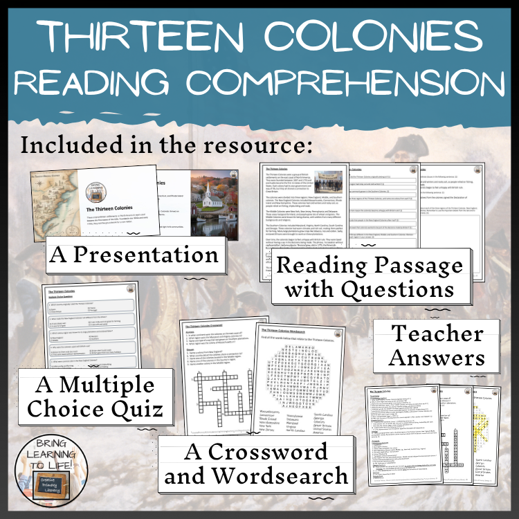 Thirteen Colonies Close Reading Comprehension | 5th Grade & 6th Grade