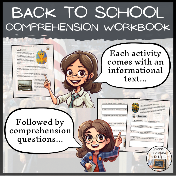 Back to School Reading Comprehension Workbook | 5th-6th Grade