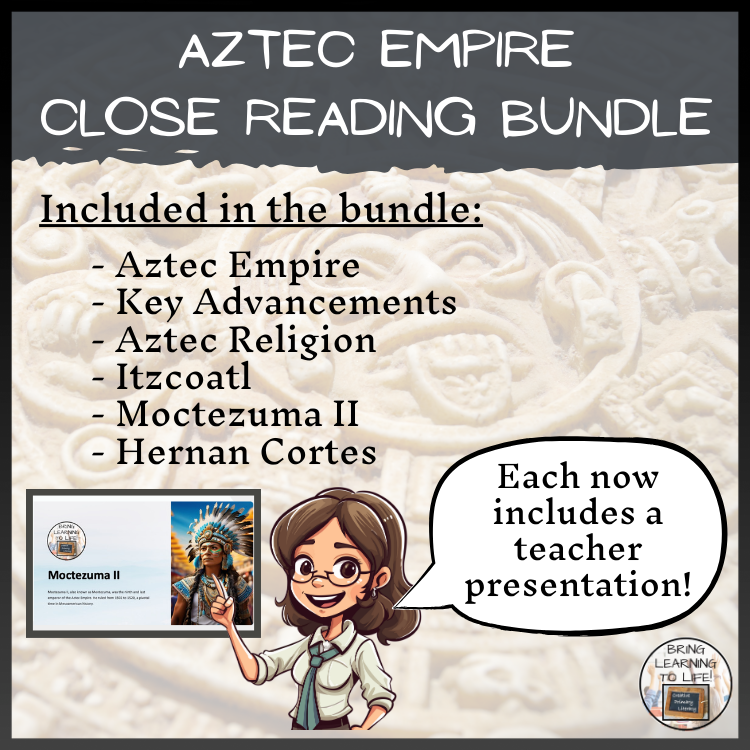 Aztec Empire Close Reading Comprehension Bundle | 3rd Grade & 4th Grade
