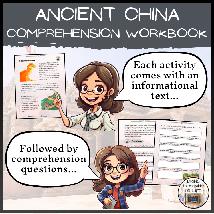 Ancient China Reading Comprehension Workbook | 5th-6th Grade