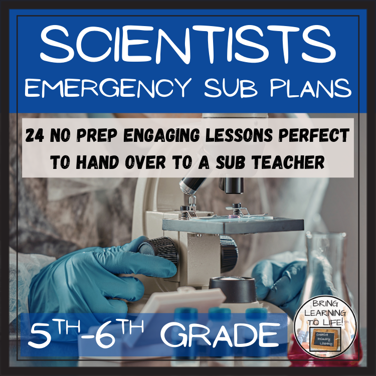 Emergency Sub Plans | Famous Scientists Bundle | 5th Grade & 6th Grade