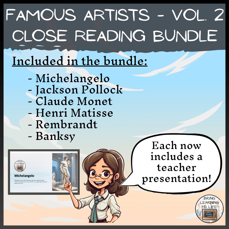 Famous Artists Volume 2 Close Reading Comprehension Bundle | 3rd & 4th Grade